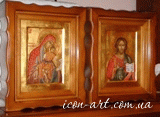 Венчальные иконы в киотах Киккская икона Пресвятой Богородицы и икона Иисус Вседержитель