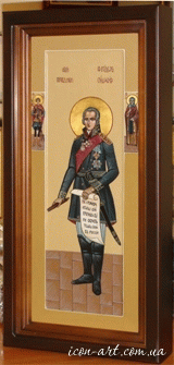 Icon of Holy rignt soldier Feodor Ushakov in icone-case