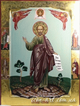 именная икона Святой пророк Елисей  с предстоящими