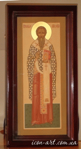 orthodox icon Holy Cyril bishop of Gortinsky in icon case