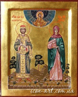  family icon: Holy Emperor Constantine Equal-to-the-Apostles, Holy Venerable Photina of Palestine