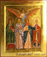 family icon:St Gennadius of Constantinople,St Pelagia of Antioh, Holy venerable Photina, Holy martyr Lydia