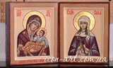 Складень на две иконы: Словенская икона Пресвятой Богородицы  - Святая мученица Раиса