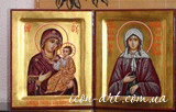 Складень на две иконы: Иверская икона Пресвятой Богородицы - Святая блж Ксения Петербургская